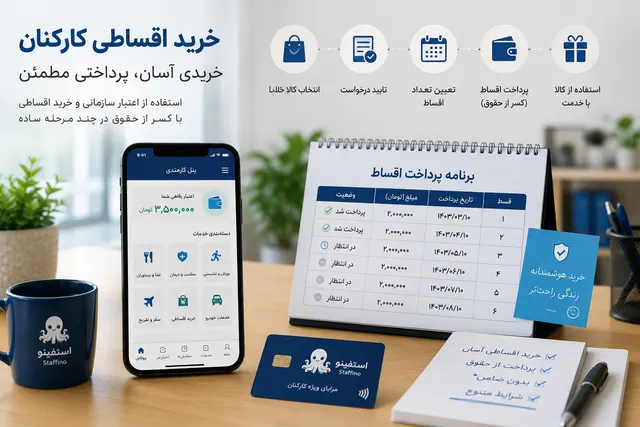 خرید اقساطی کارکنان و پرداخت اقساط از طریق مزایای سازمانی
